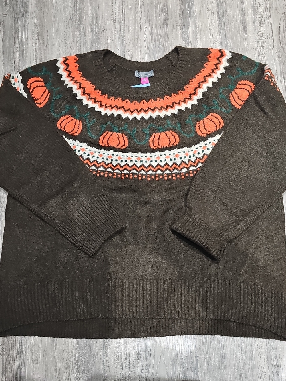 Cozy Pumpkin Fair Isle Sweater - Brown/Orange